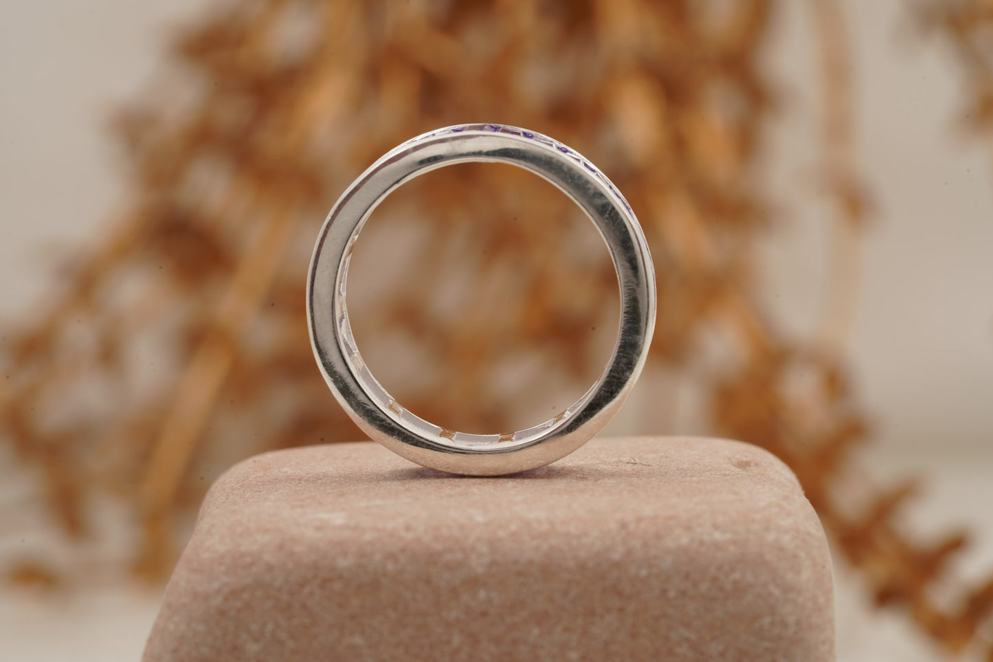 Baguette Cut Amethyst Channel Setting Wedding Band