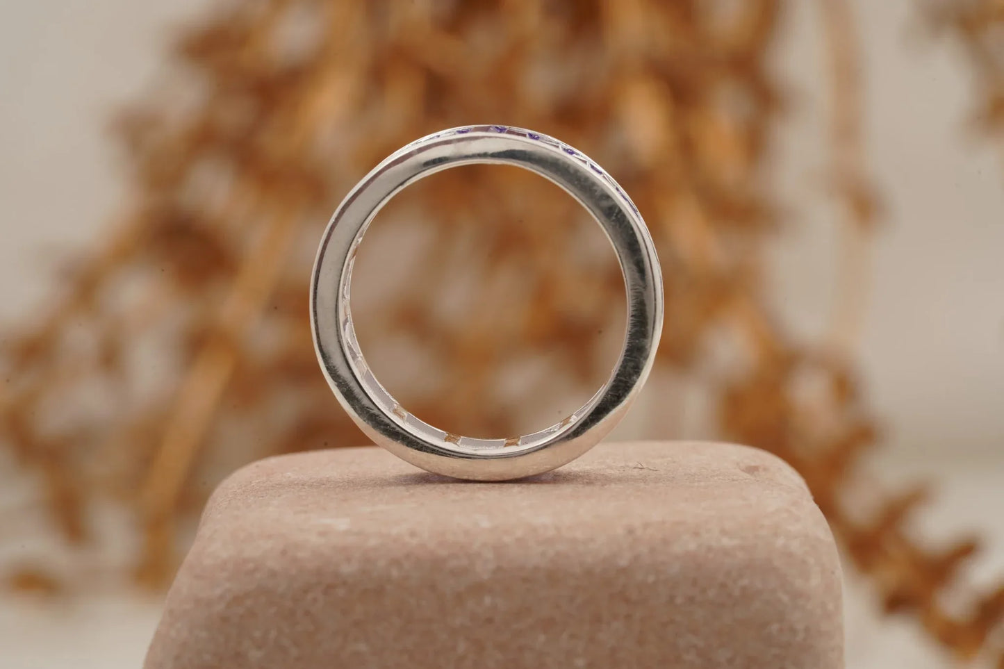 Baguette Cut Amethyst Channel Setting Wedding Band - MinimalistJewels