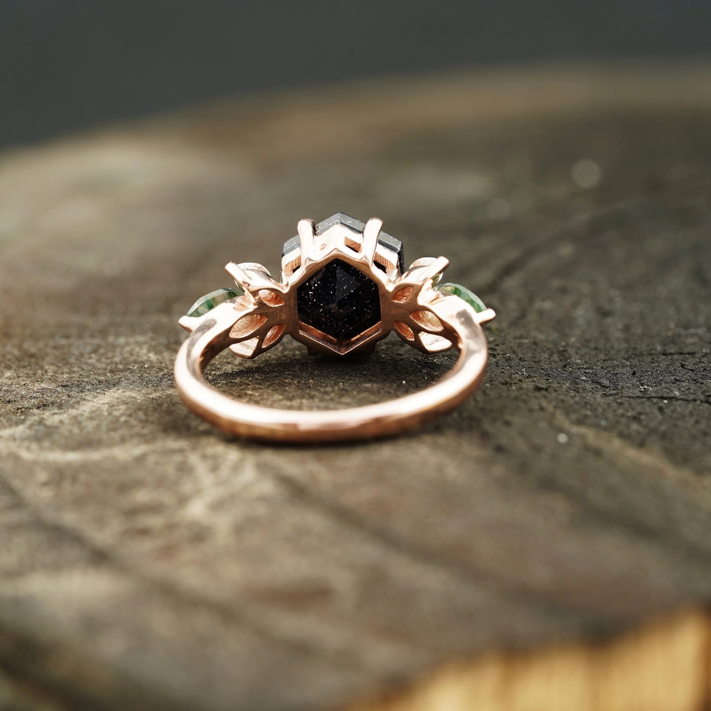 Blue Sandstone Gemstone Ring Cluster Ring For Women - MinimalistJewels