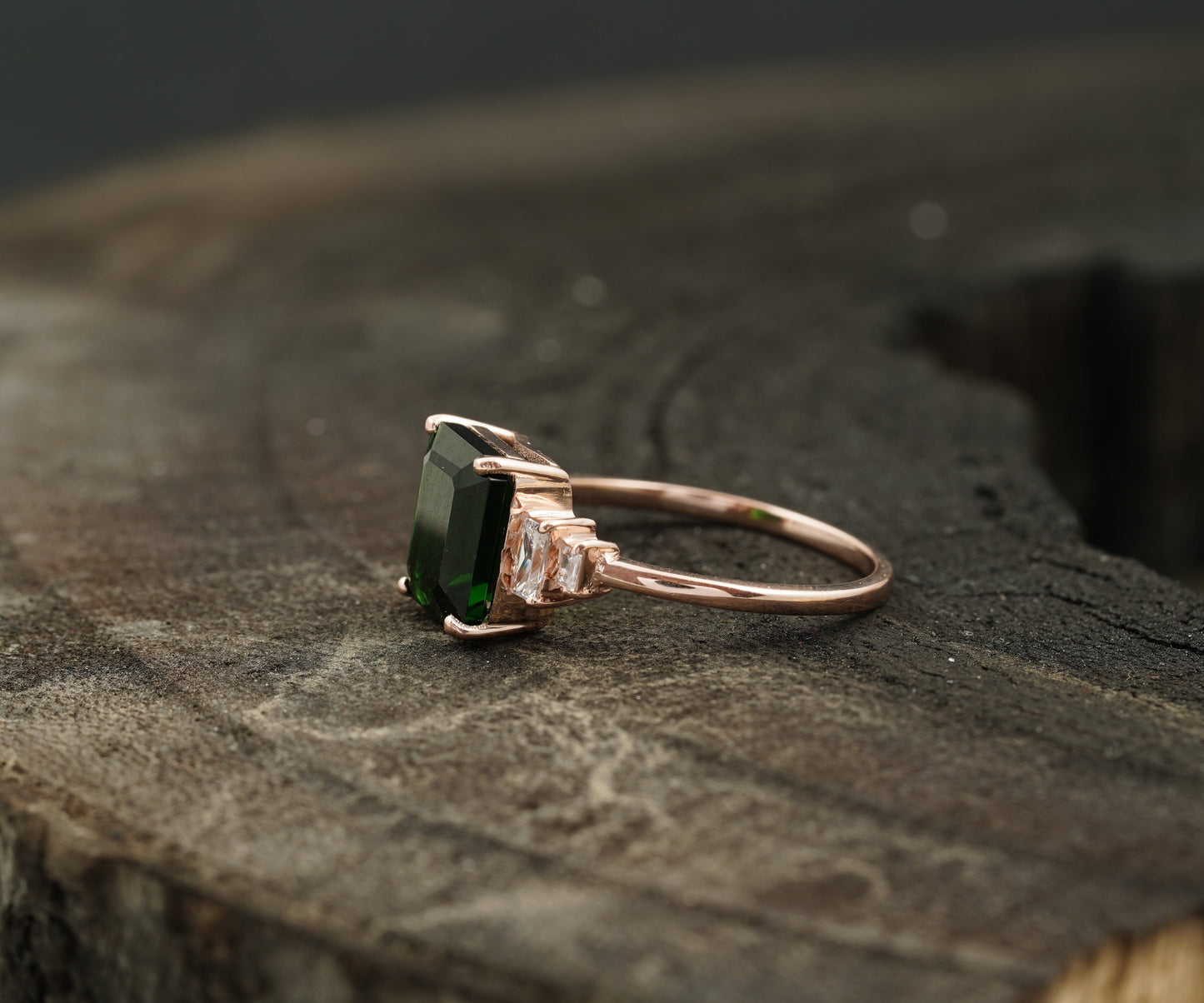 Green Emerald Gemstone Engagement Ring