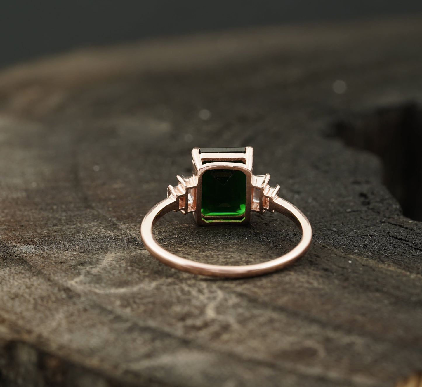 Green Emerald Gemstone Engagement Ring