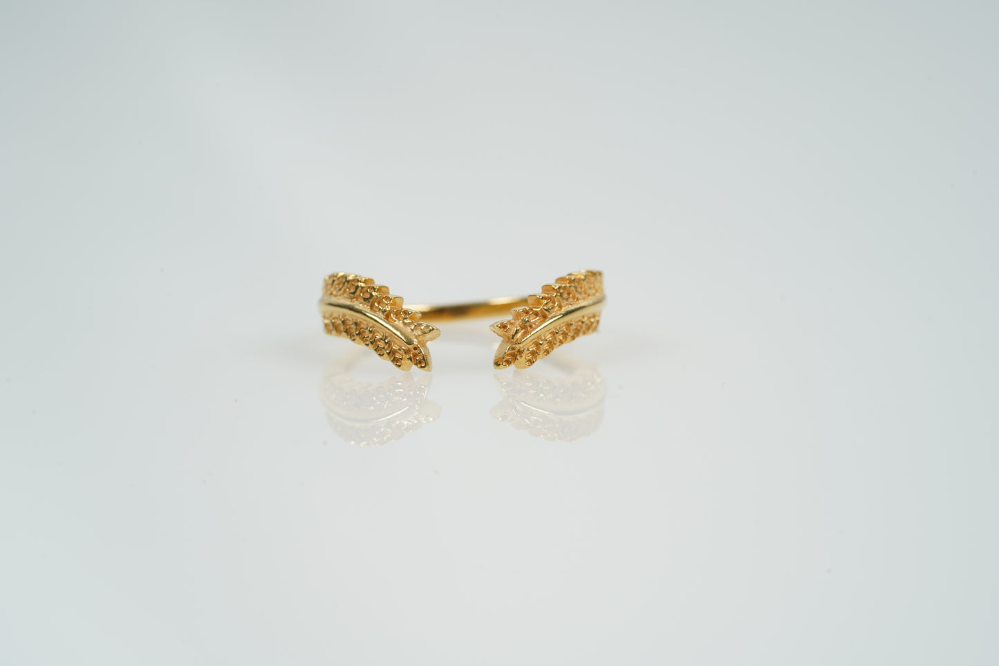 Vintage Leaf Wedding Band Open Ring