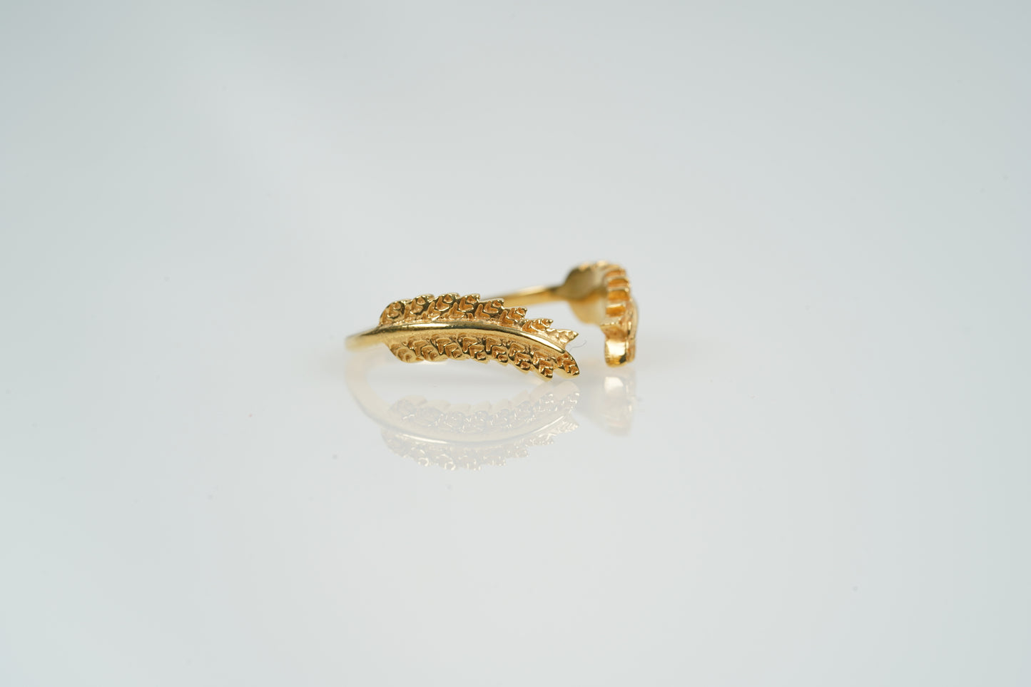 Vintage Leaf Wedding Band Open Ring