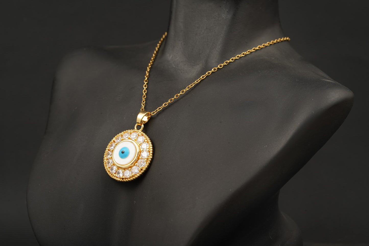 Evil Eye Pendant Necklace With Diamond With Gold Chain For Women