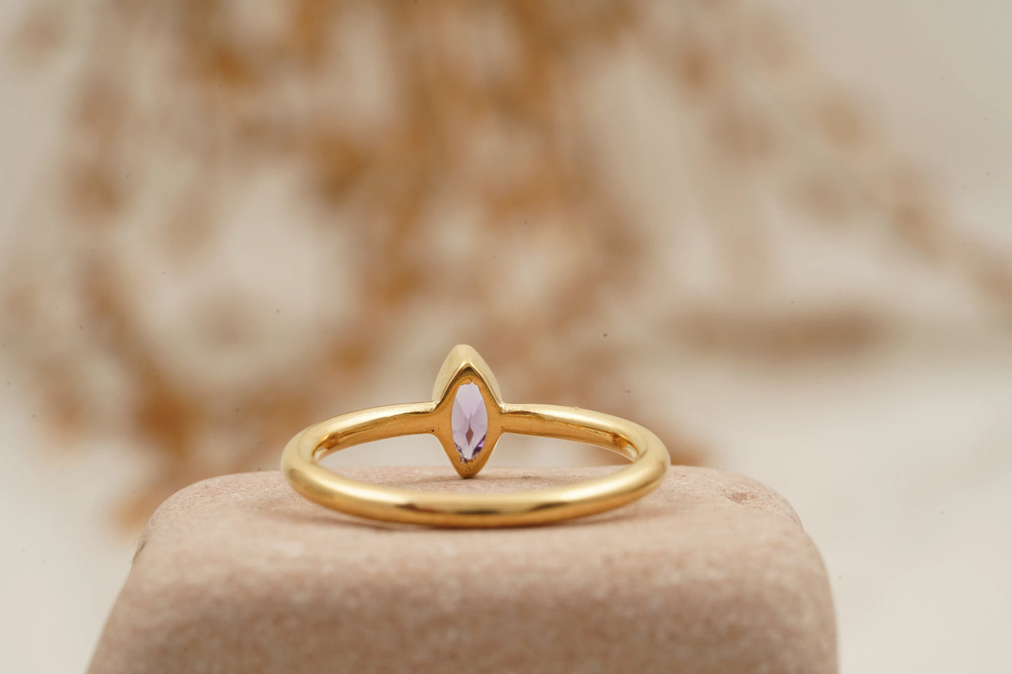 Bezel Set Dainty Marquise Alexandrite Stacking Ring For Women - MinimalistJewels