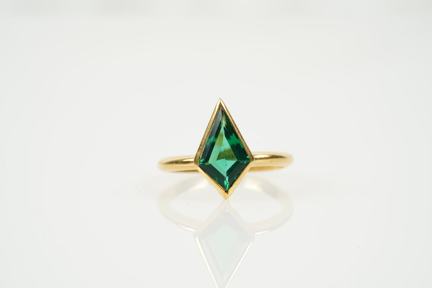 Kite Shaped Emerald Ring Solid Gold Solitaire Ring
