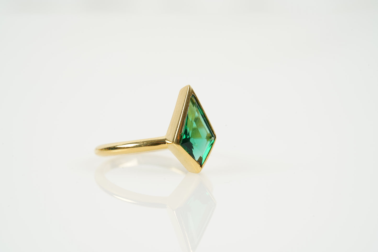 Kite Shaped Emerald Ring Solid Gold Solitaire Ring