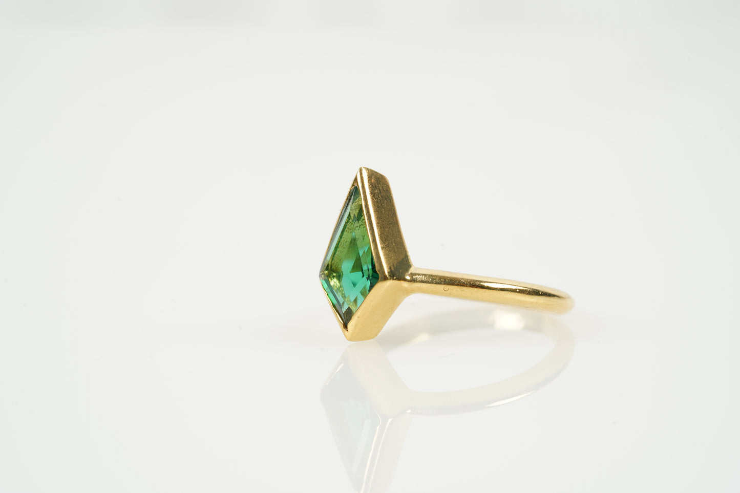 Kite Shaped Emerald Ring Solid Gold Solitaire Ring
