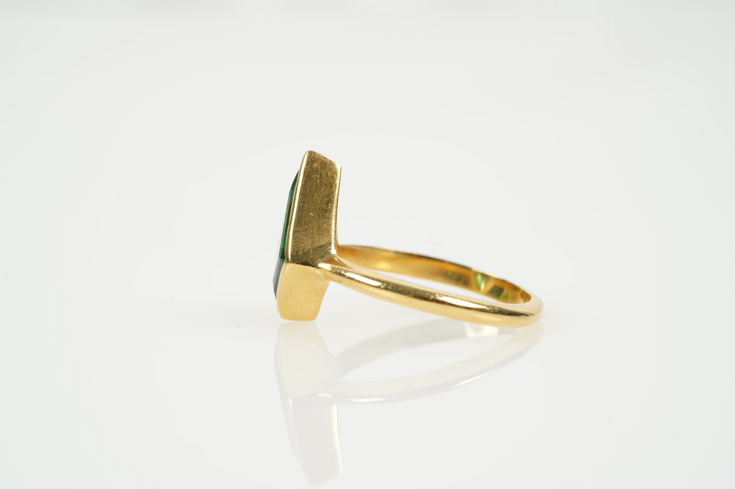 Kite Shaped Emerald Ring Solid Gold Solitaire Ring
