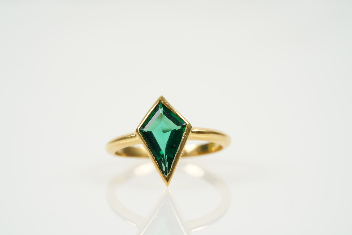 Kite Shaped Emerald Ring Solid Gold Solitaire Ring