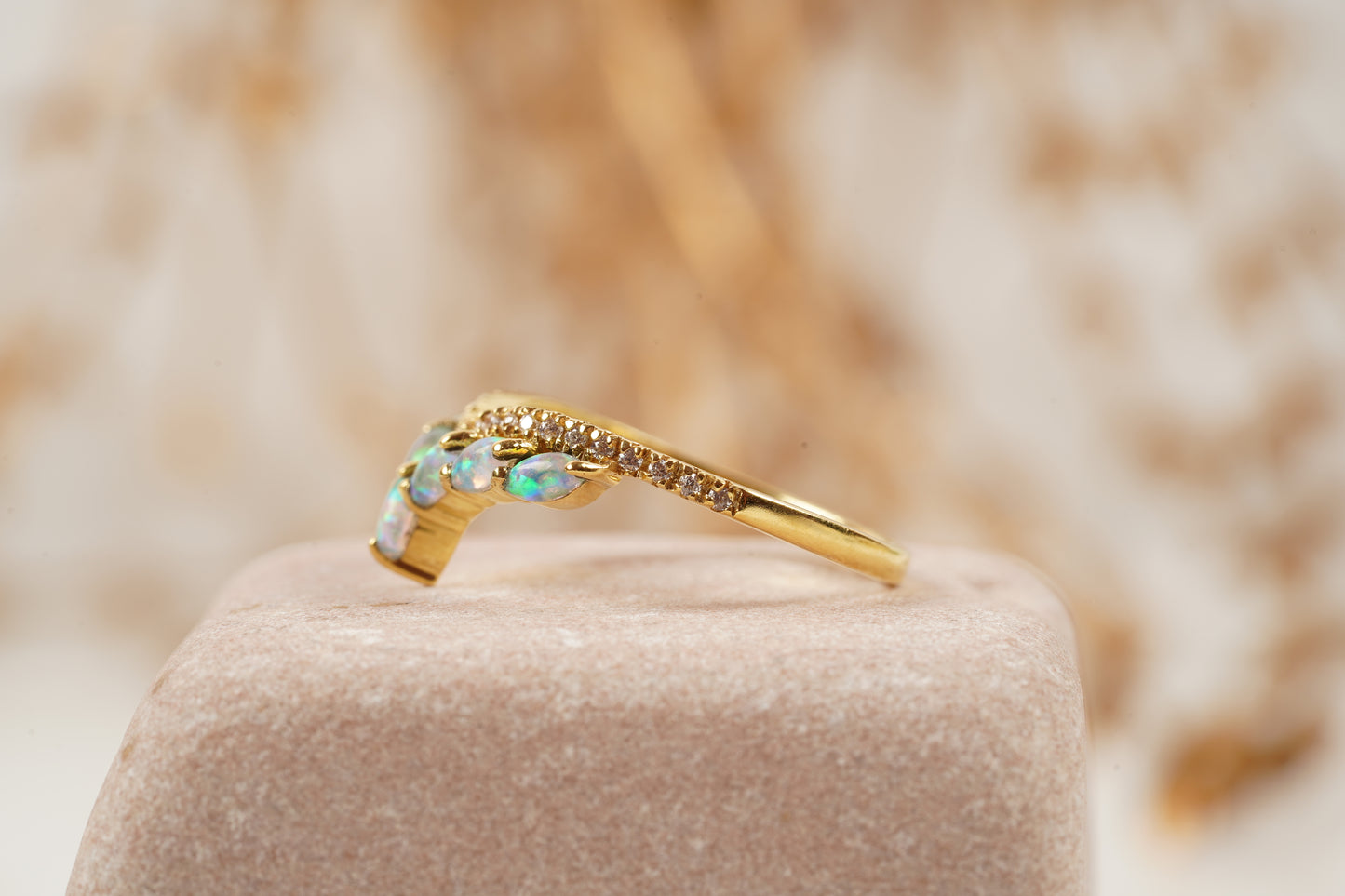 Marquise Cut Fire Opal CZ Diamond Wedding Band