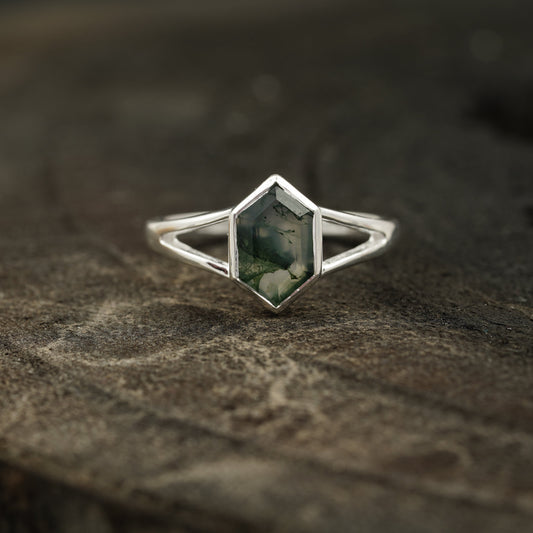 Vintage Bezel Setting Moss Agate  Engagement Ring Second