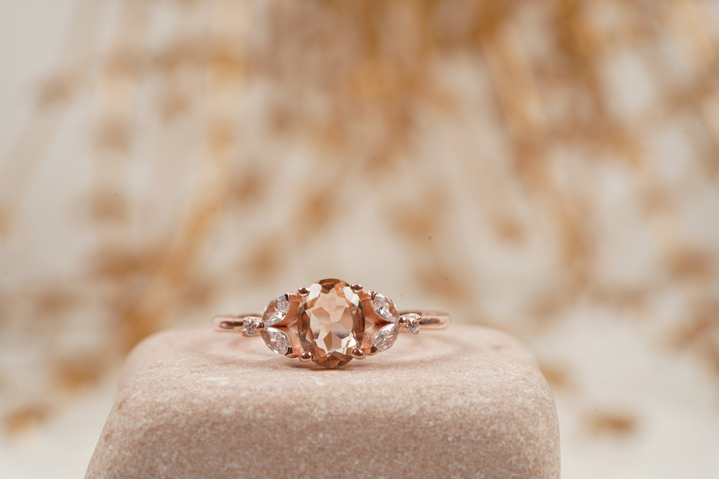 Pink Morganite Engagement Oval Morganite Ring