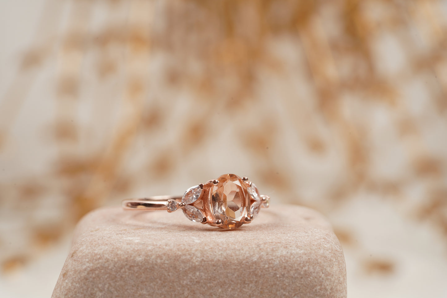 Pink Morganite Engagement Oval Morganite Ring