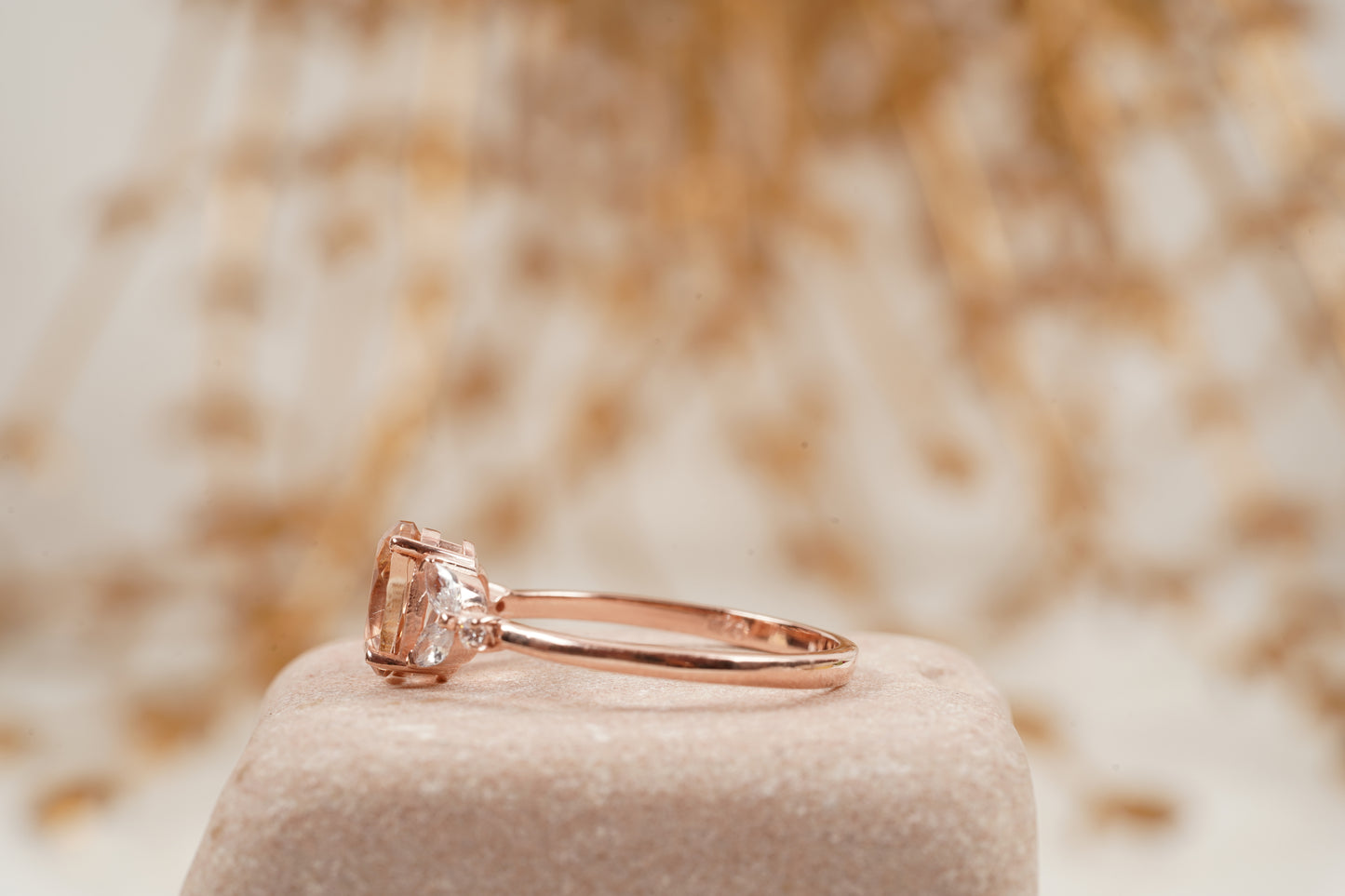 Pink Morganite Engagement Oval Morganite Ring