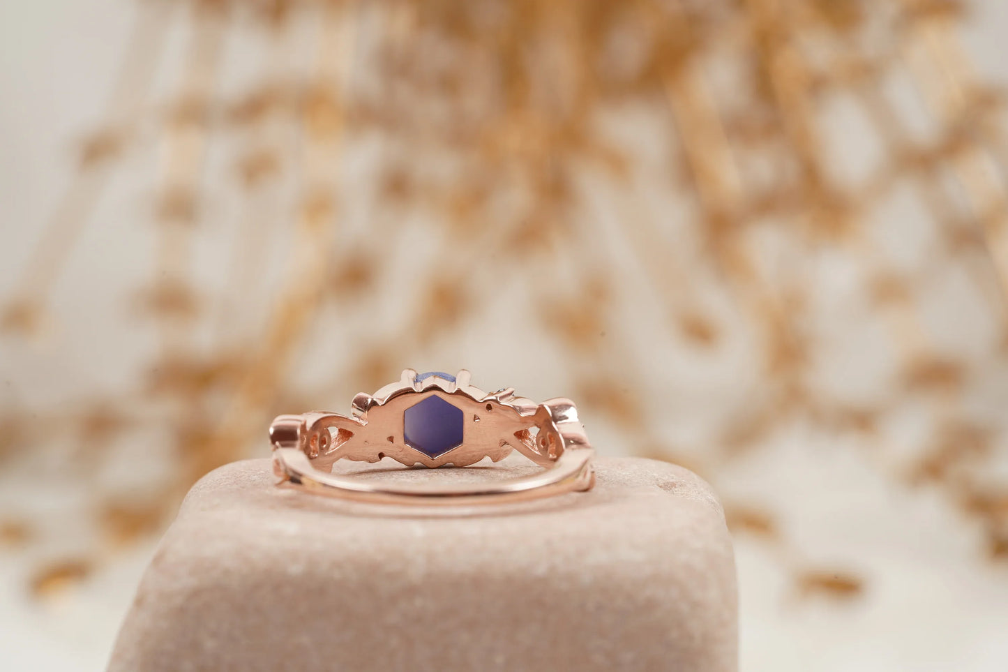 Vintage Star Sapphire Branch Leaf Engagement Ring - MinimalistJewels