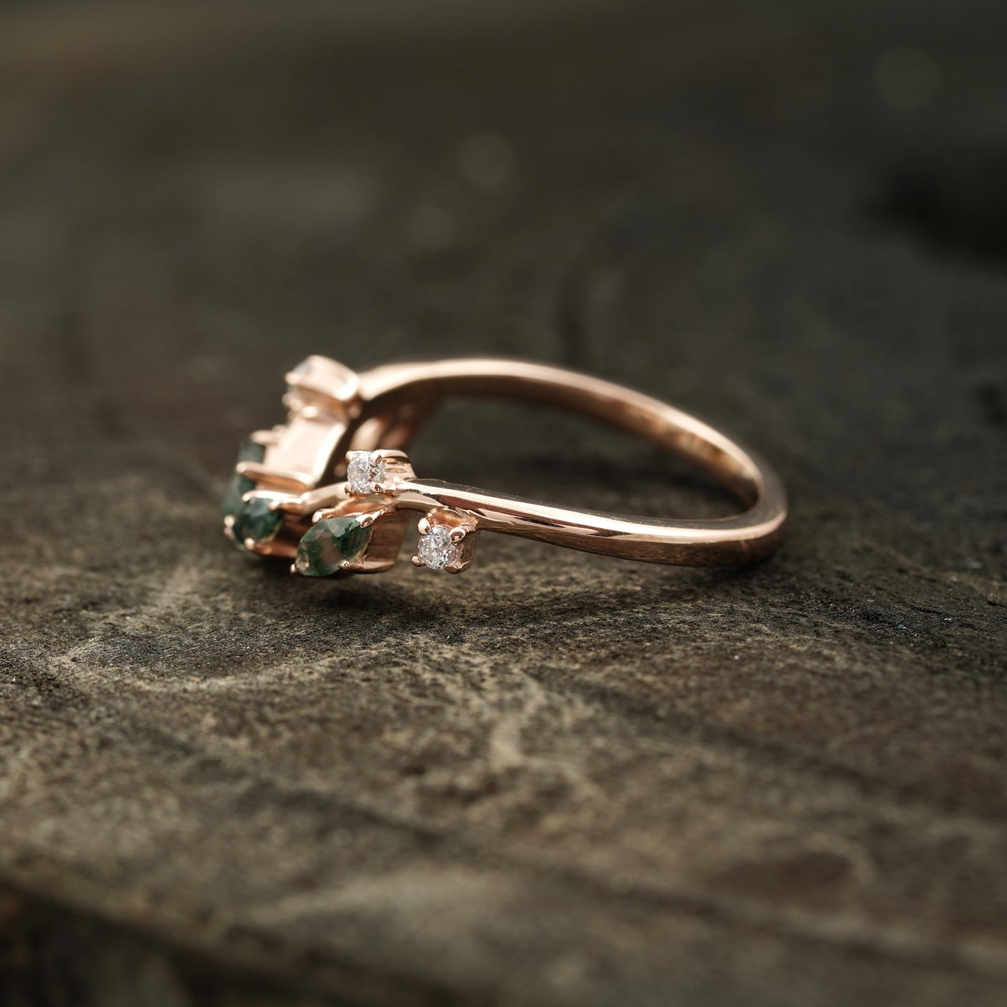 Moss Agate Open Wedding Band