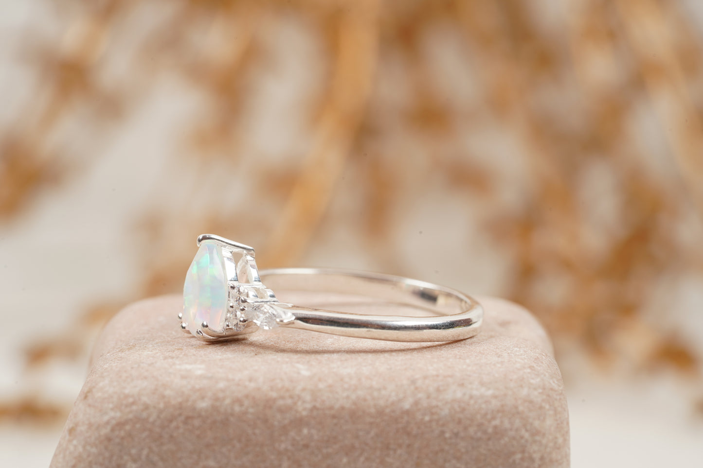 pear shaped opal cluster engagement ring | Promise bridal ring