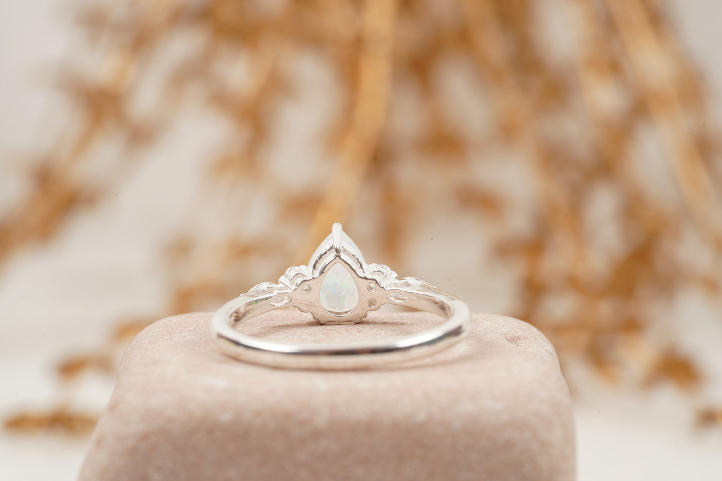 pear shaped opal cluster engagement ring | Promise bridal ring