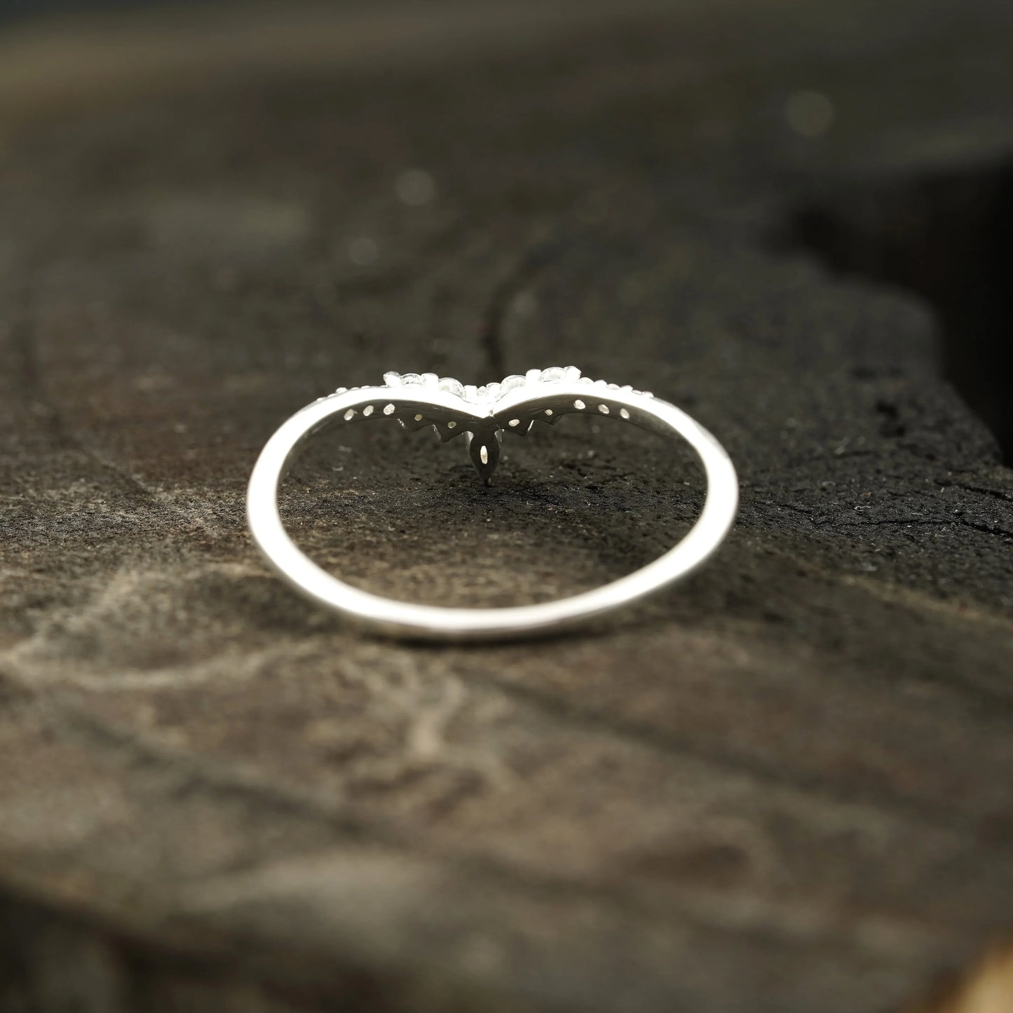 Marquise Diamond Wedding Band Sterling Silver - MinimalistJewels