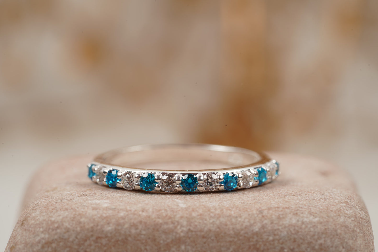 London Blue Topaz And Diamond Wedding Band 925 Sterling Silver
