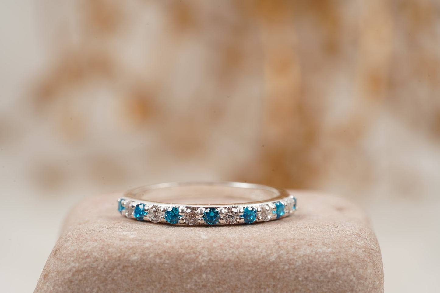 London Blue Topaz And Diamond Wedding Band 925 Sterling Silver