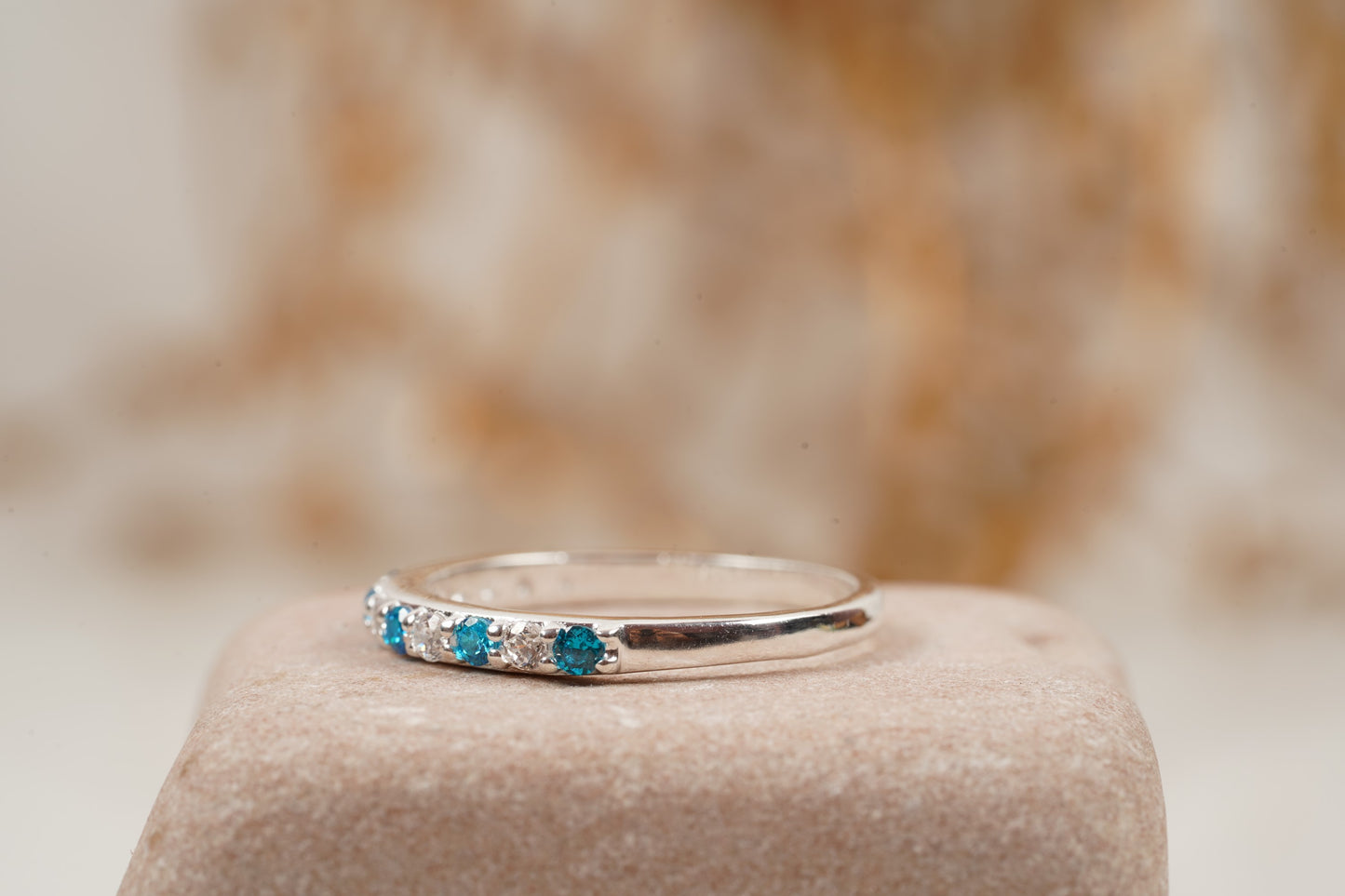 London Blue Topaz And Diamond Wedding Band 925 Sterling Silver