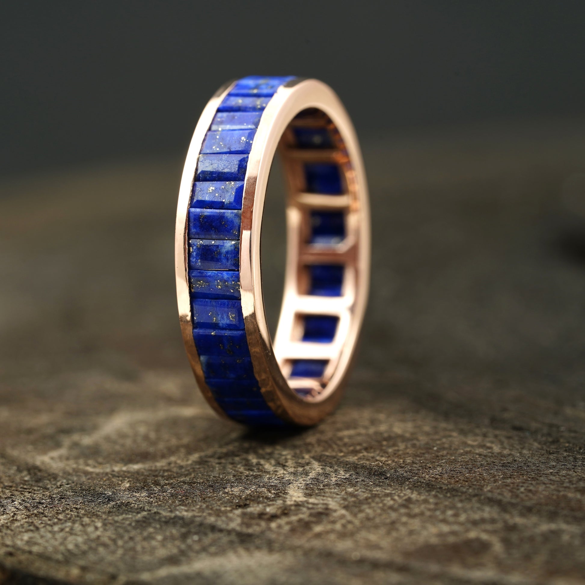 Blue gemstone wedding band