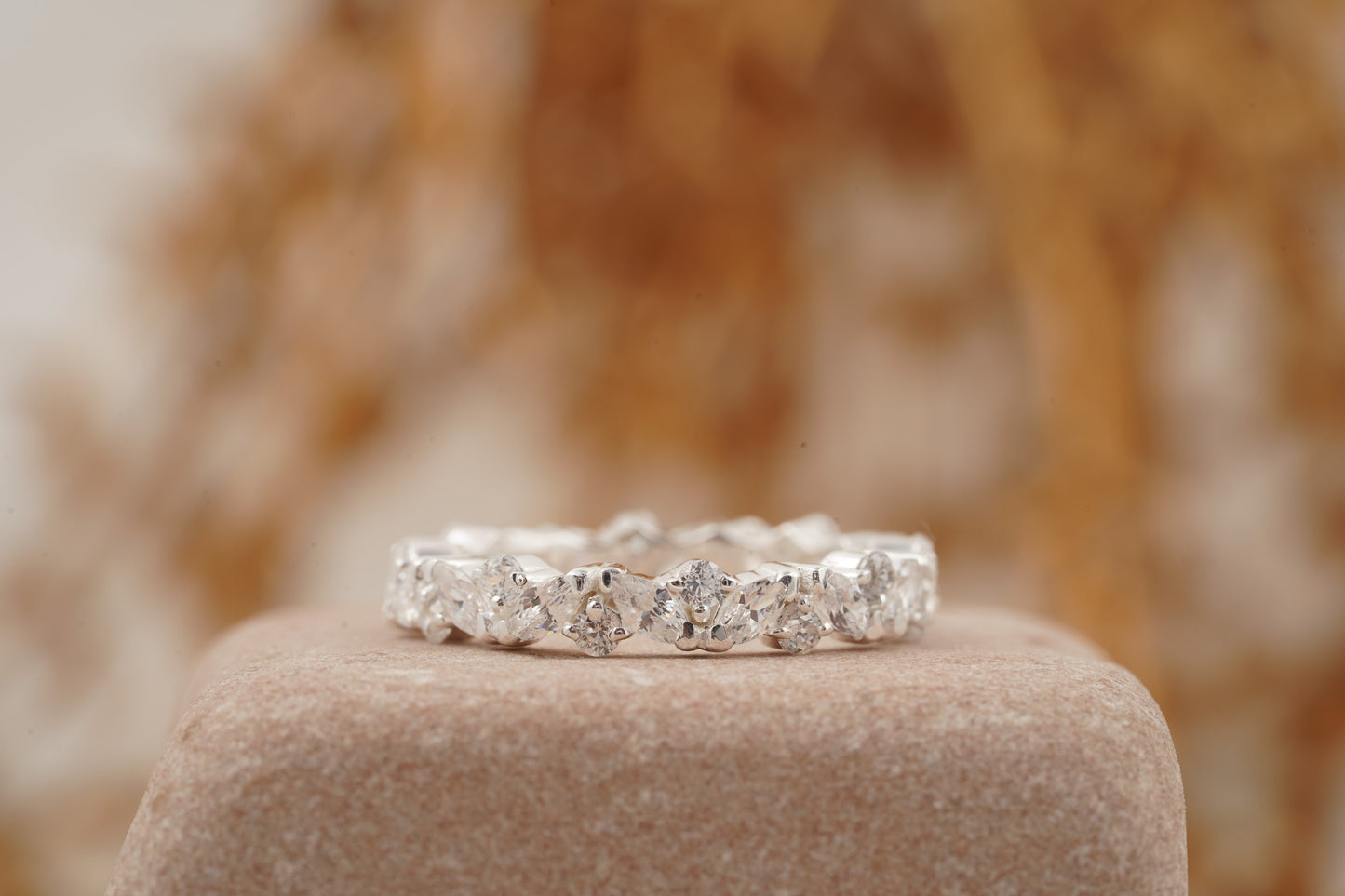 Marquise cut Moissanite Full eternity wedding band