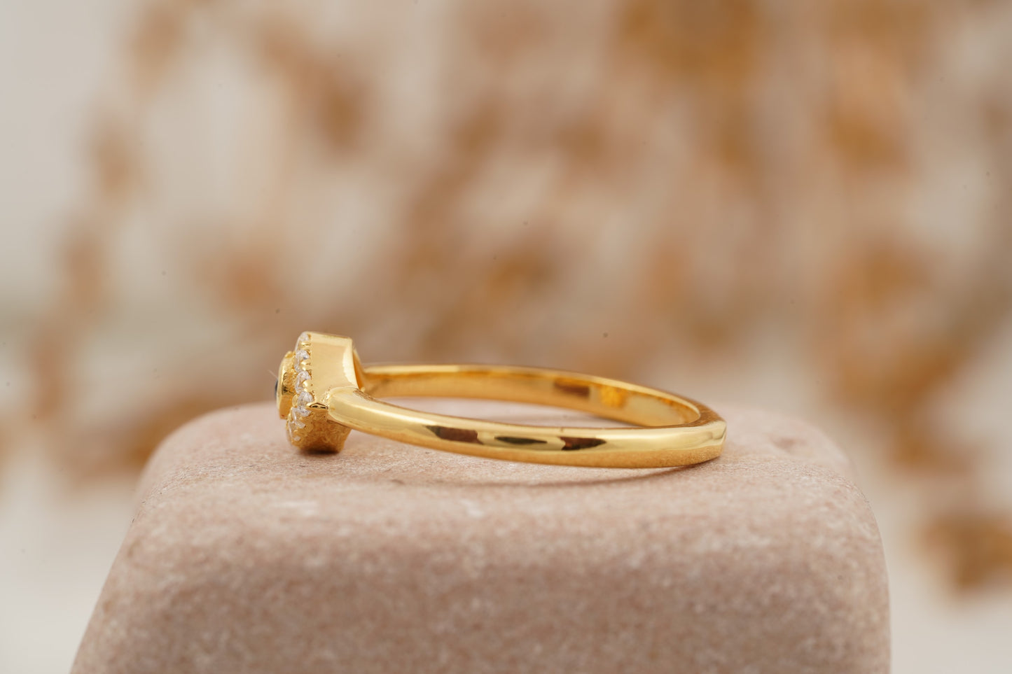 Diamond Evil Eye Ring 14K Solid Gold Minimalist Ring