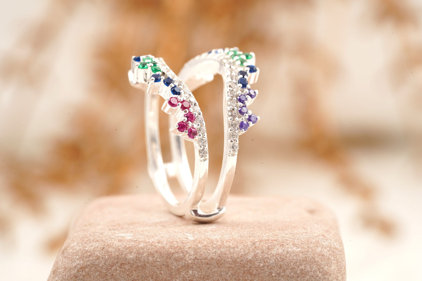 Multi Stone Wedding Band | Sapphire Ruby Emerald Multi Stone Ring