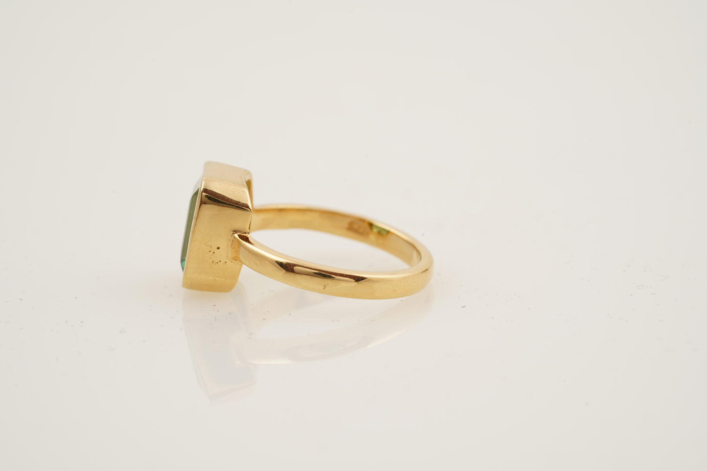 Peridot Ring Emerald Cut Solid Gold Ring For Women