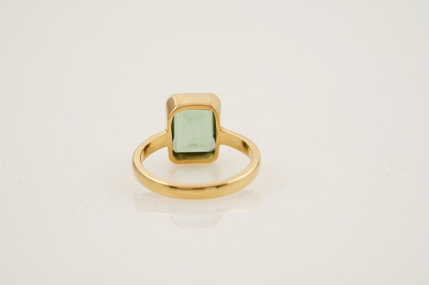 Peridot Ring Emerald Cut Solid Gold Ring For Women