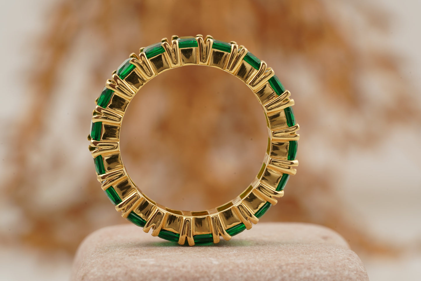 Emerald Full Eternity May Birthstone Wedding Band