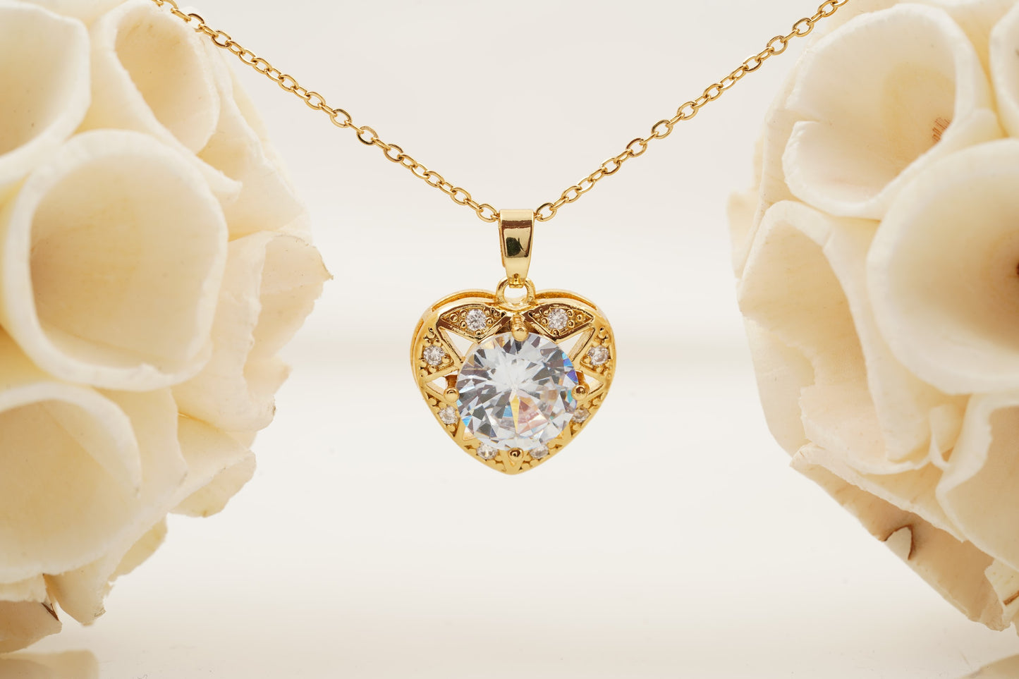 Diamond Heart Shaped Necklace for Women With Gold Chain