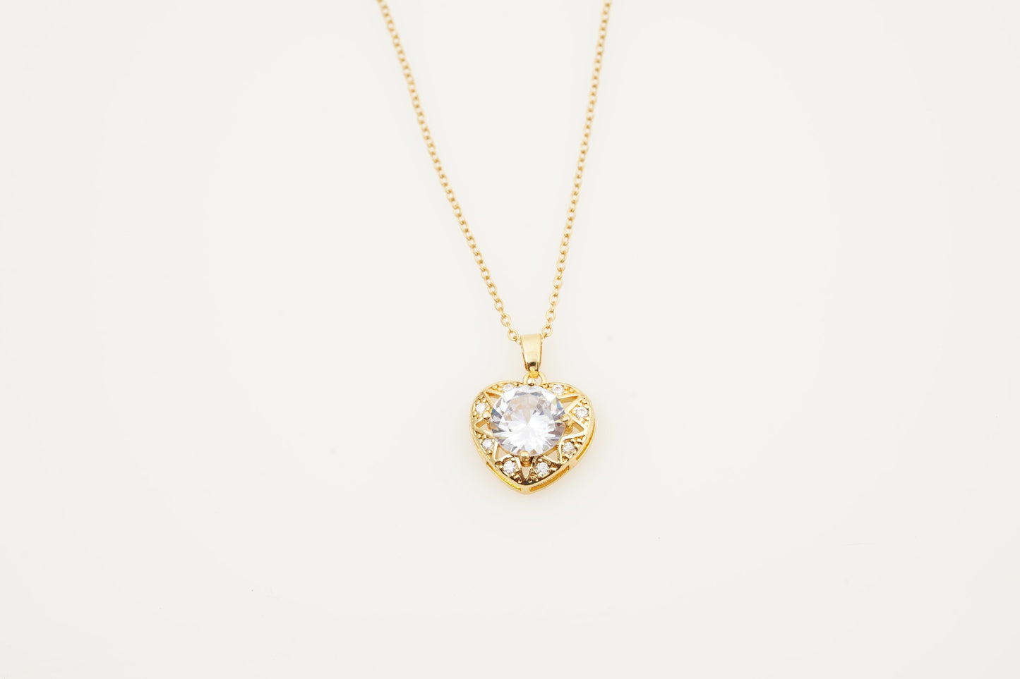 Diamond Heart Shaped Necklace for Women With Gold Chain