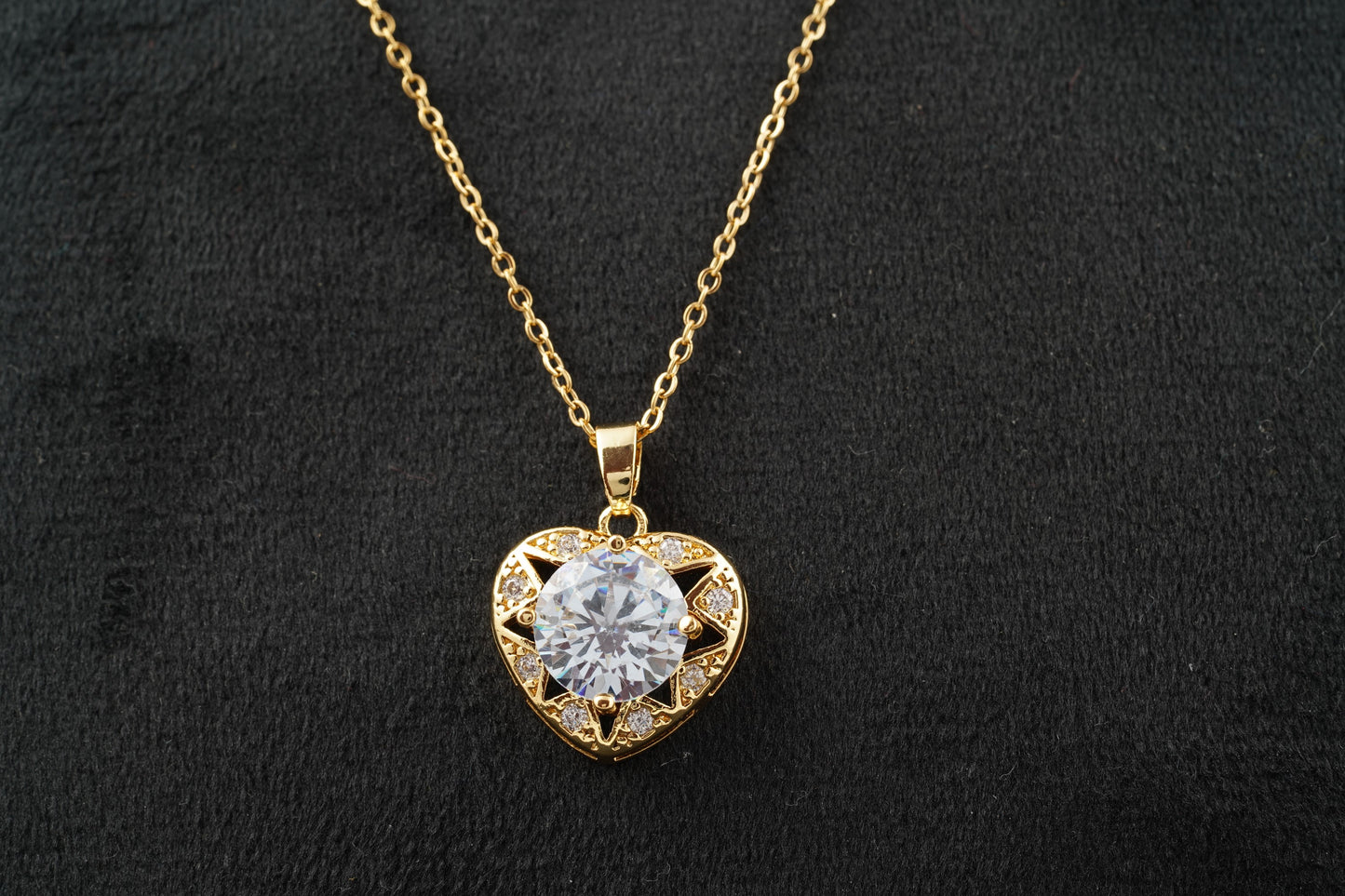 Diamond Heart Shaped Necklace for Women With Gold Chain
