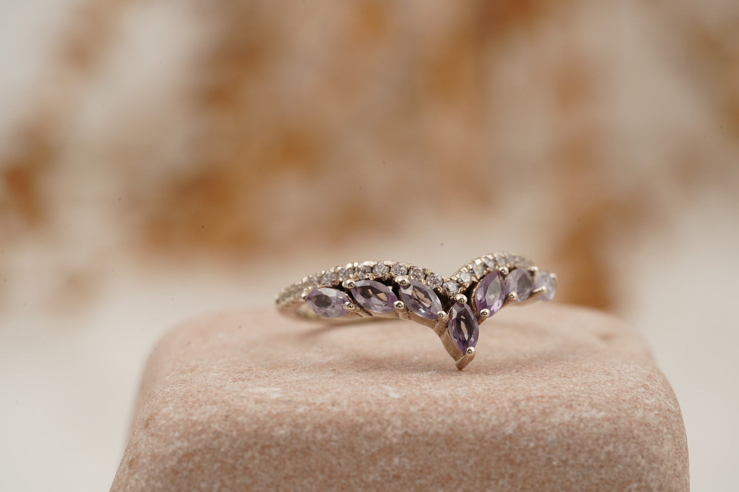 Marquise Cut Alexandrite Gemstone Wedding Band