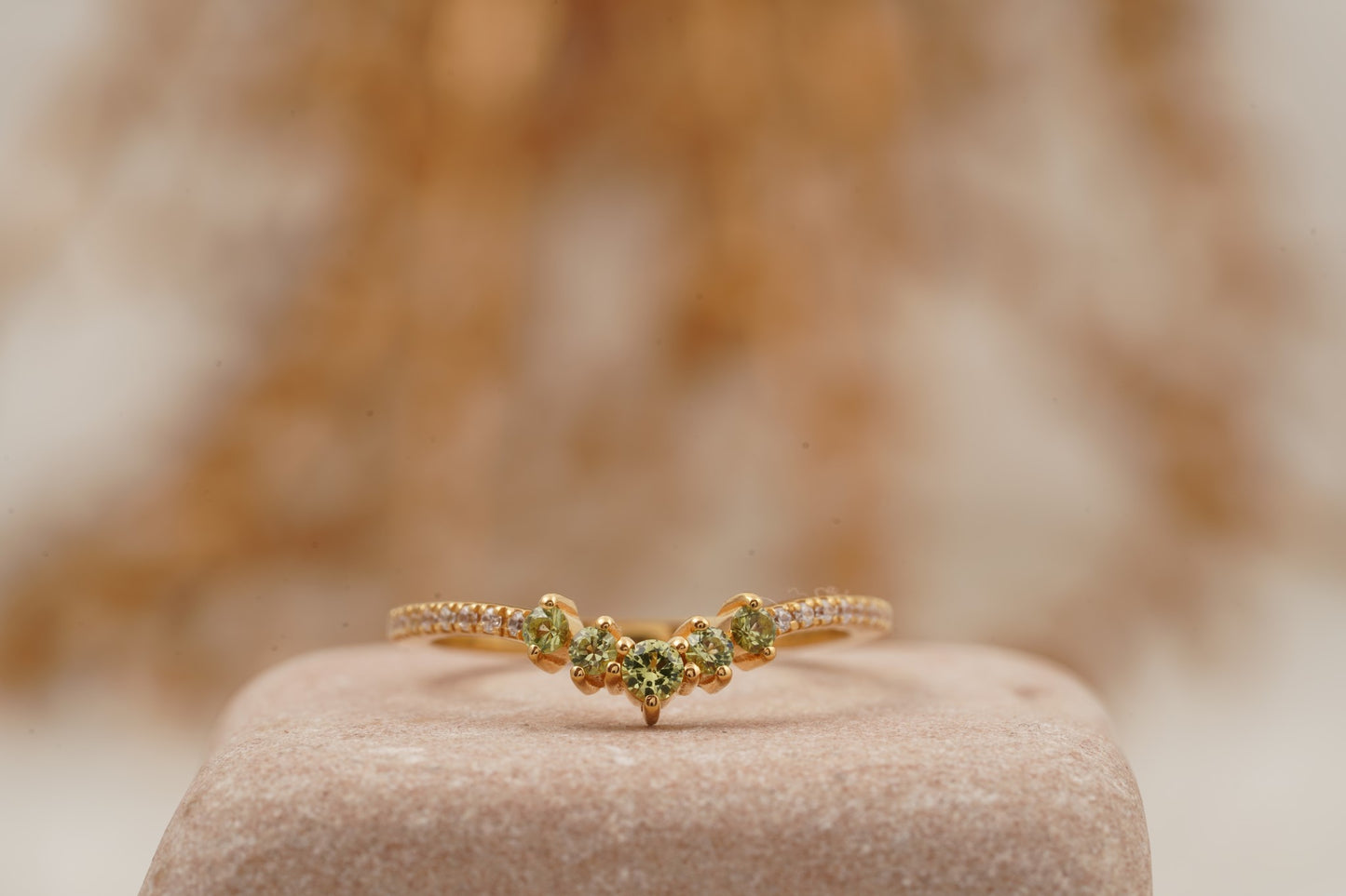 Curved Green Amethyst Stacking Matching Wedding Band