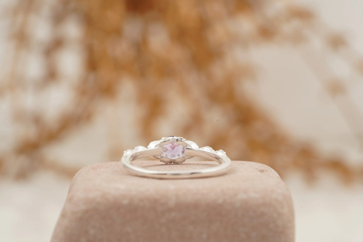 Round Cut Alexandrite 18k White Gold Dainty Engagement Ring - MinimalistJewels