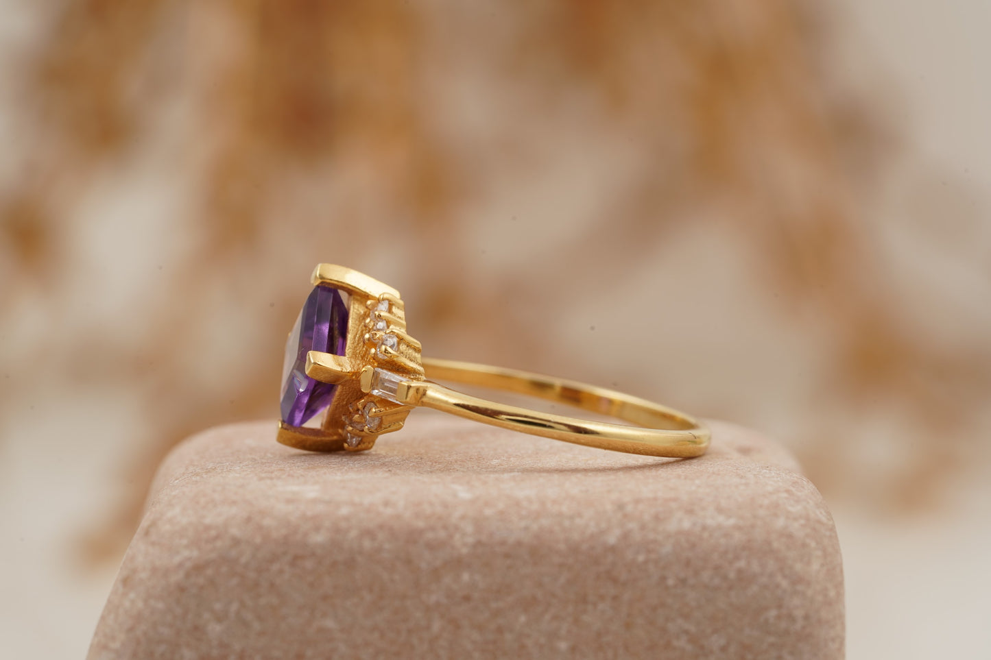 Princess Cut Amethyst Cluster Engagement Ring