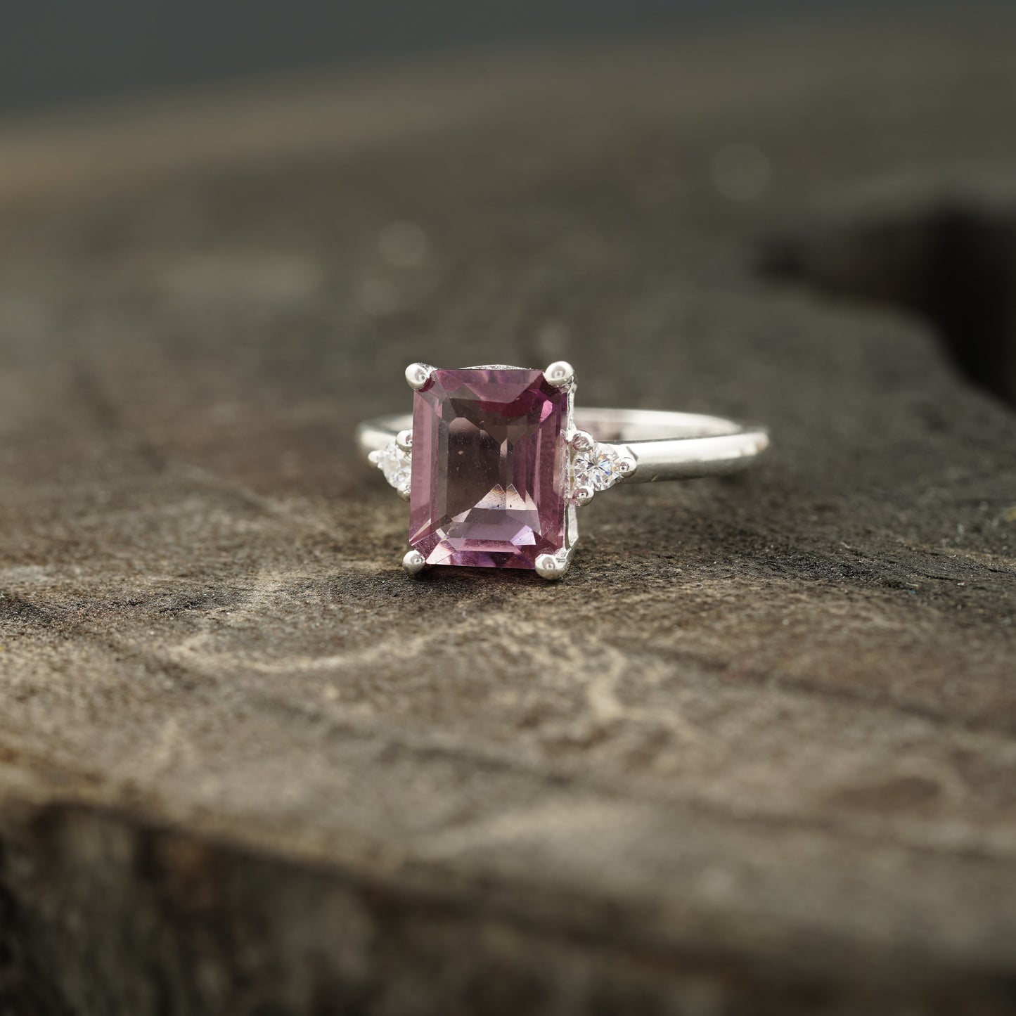 Pink tourmaline gemstone ring