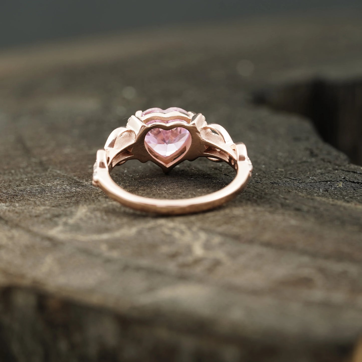 Heart Shaped Pink Sapphire Twisted Engagement Ring - MinimalistJewels