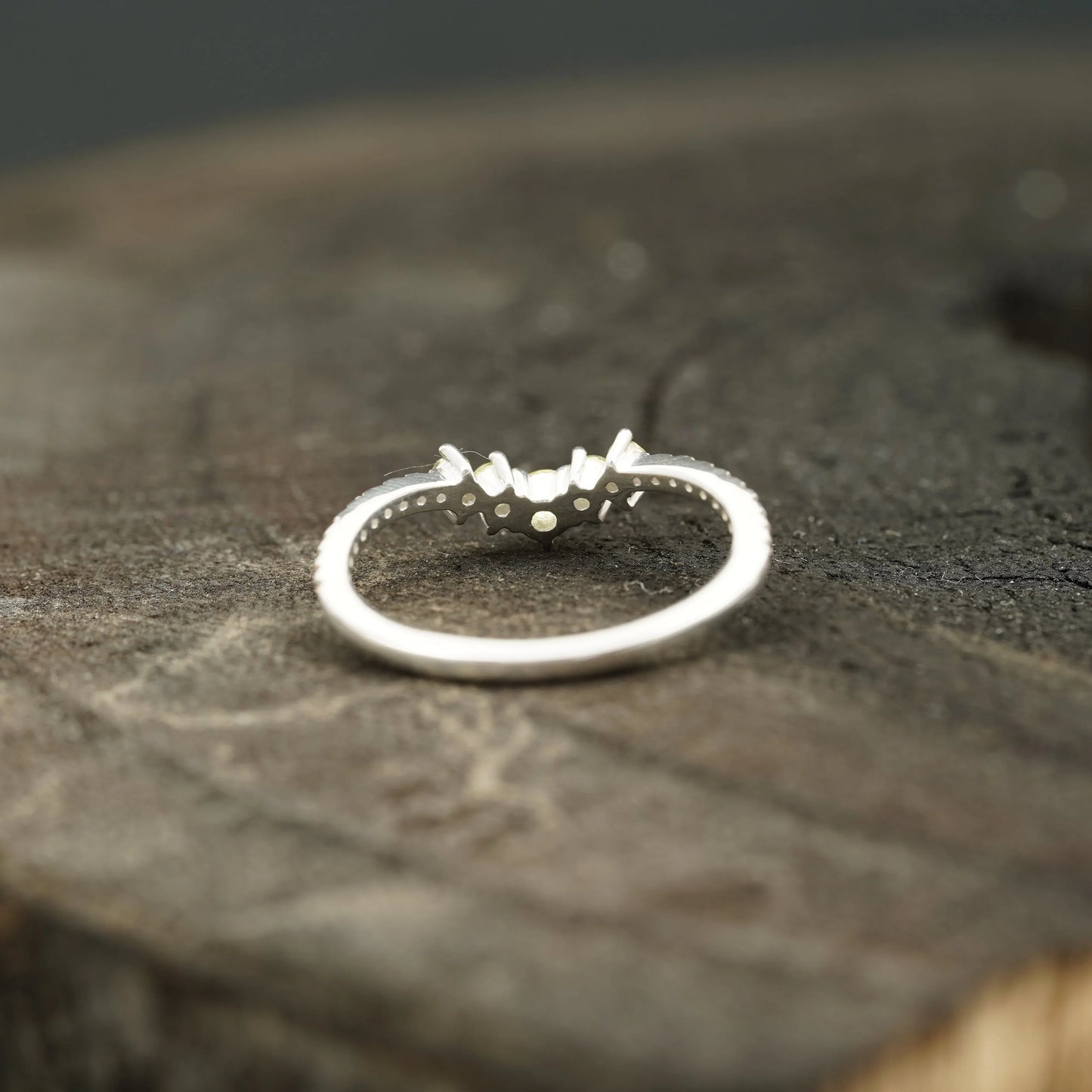 Curved Green Amethyst Stacking Matching Wedding Band - MinimalistJewels