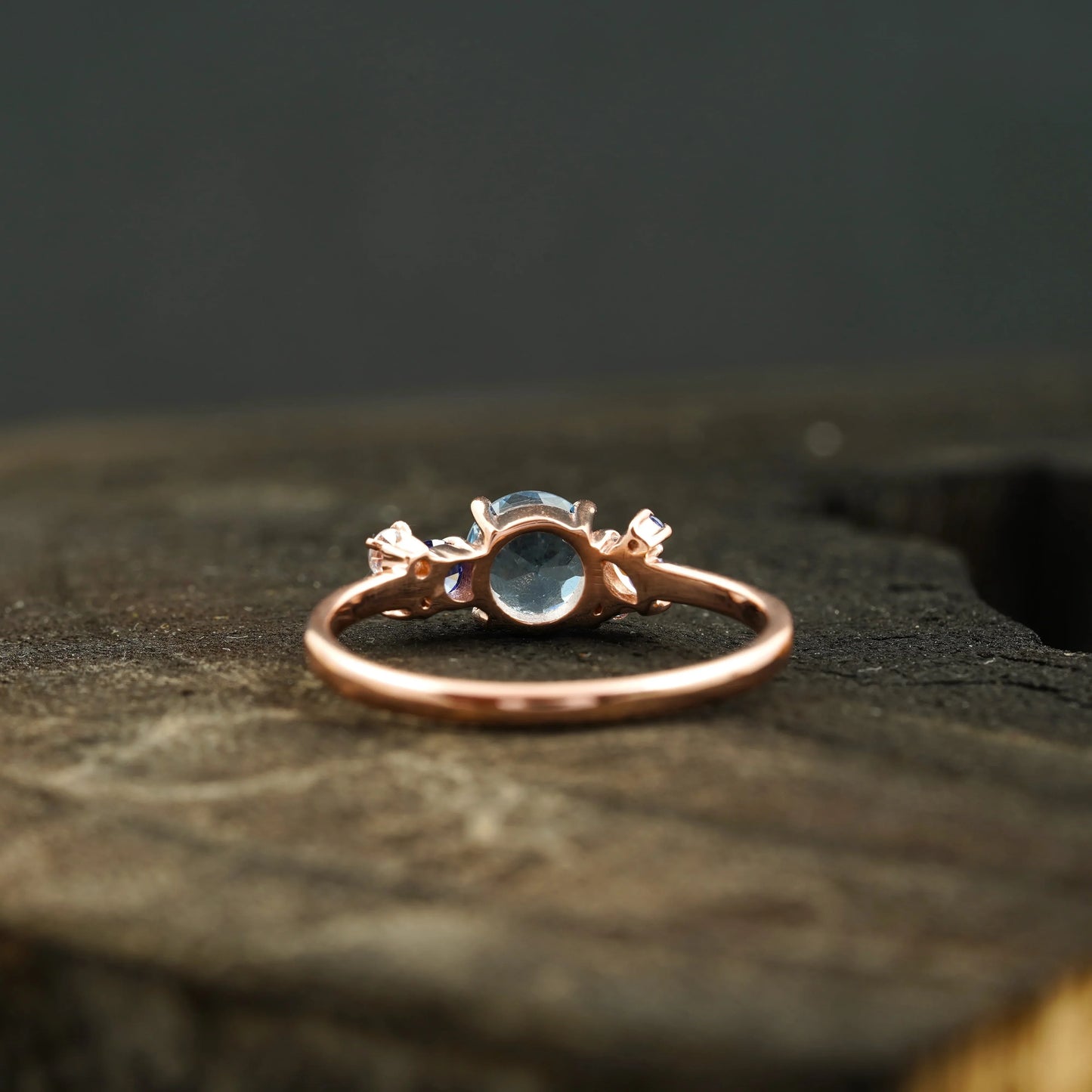 Aquamarine Cluster CZ Diamond Stacking Ring For Women - MinimalistJewels