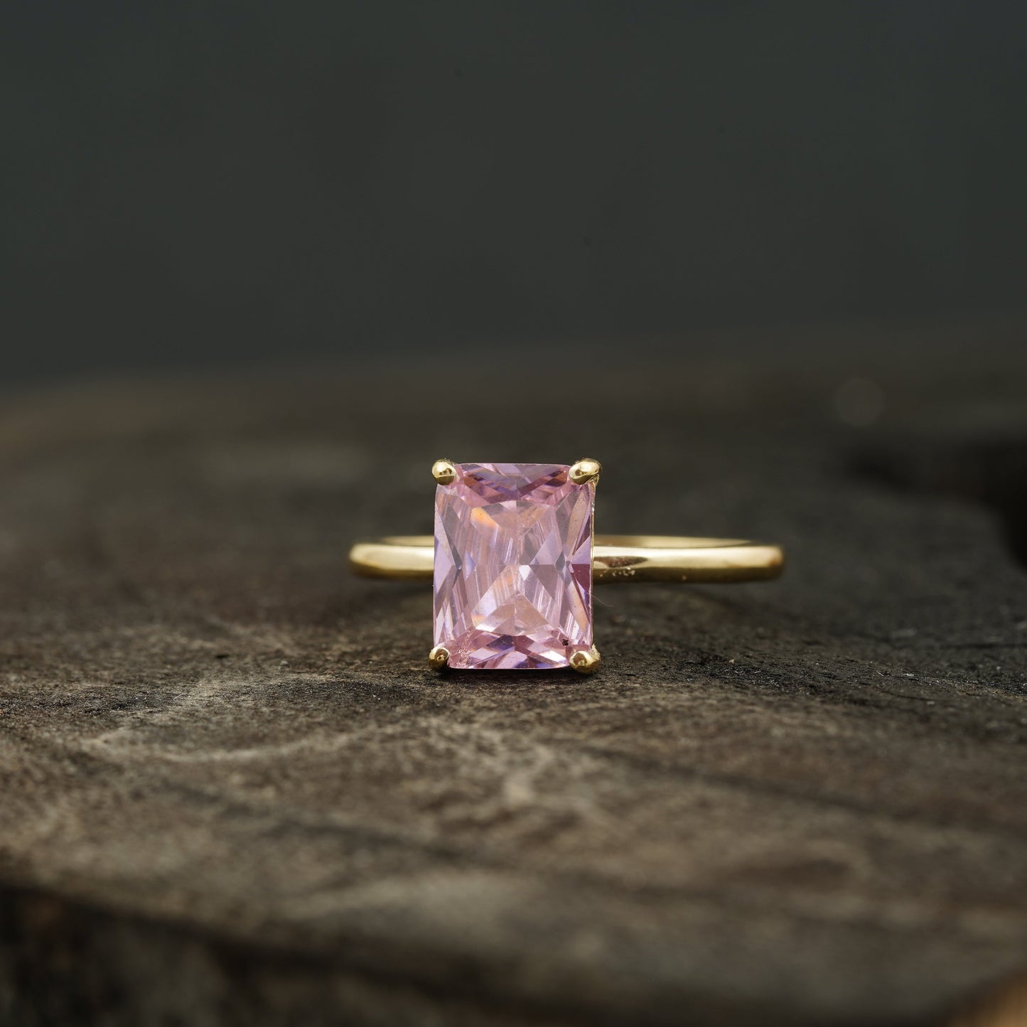 Emerald Pink Sapphire Gold Engagement Ring