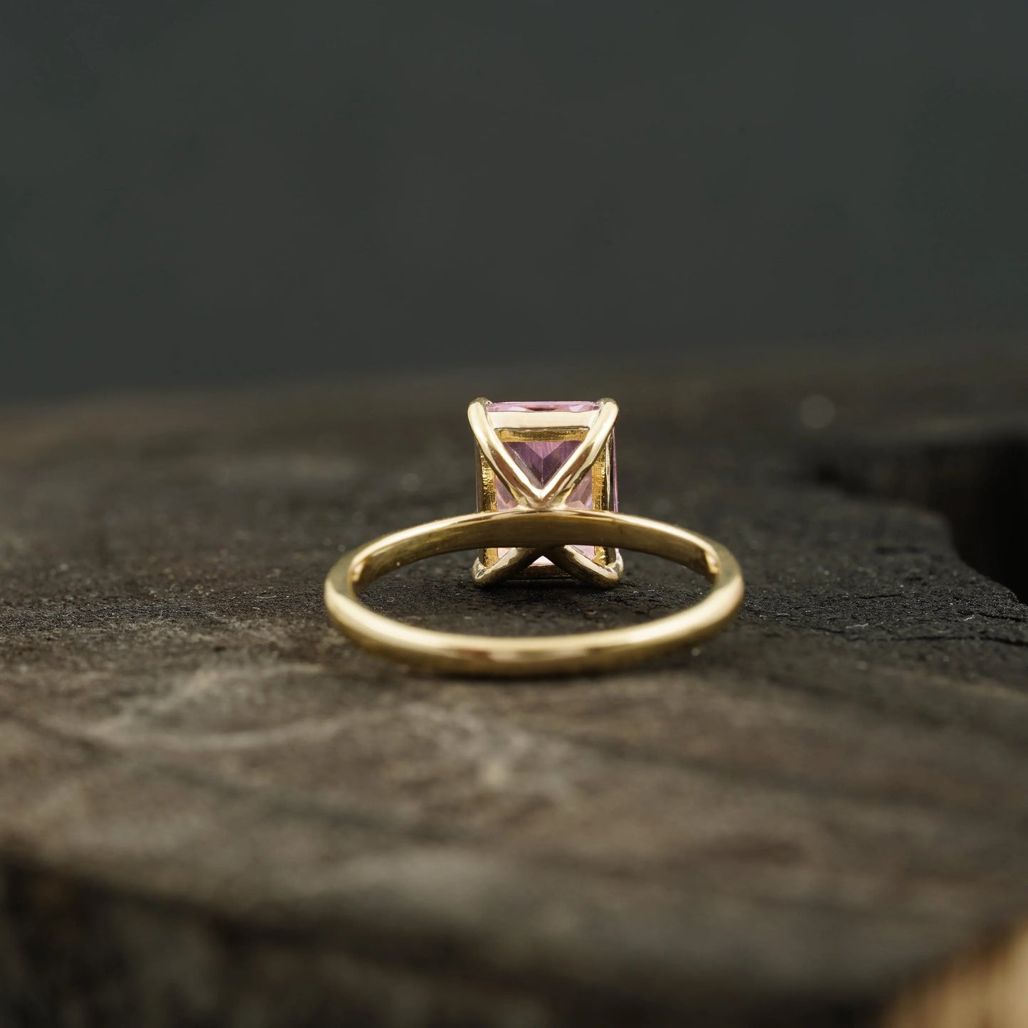 Emerald Pink Sapphire Gold Engagement Ring - MinimalistJewels