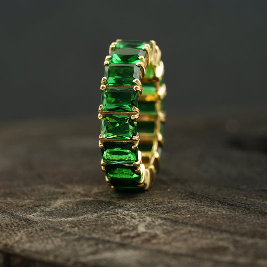 Emerald Full Eternity May Birthstone Wedding Band
