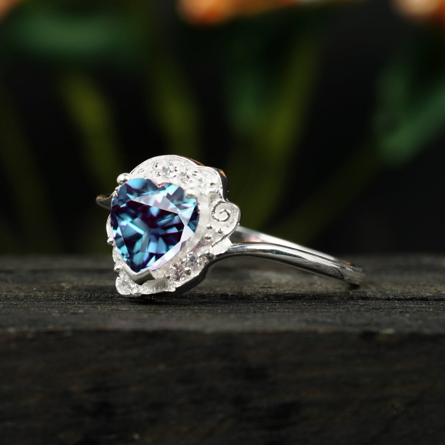 Heart Shaped Alexandrite June Birthstone Ring