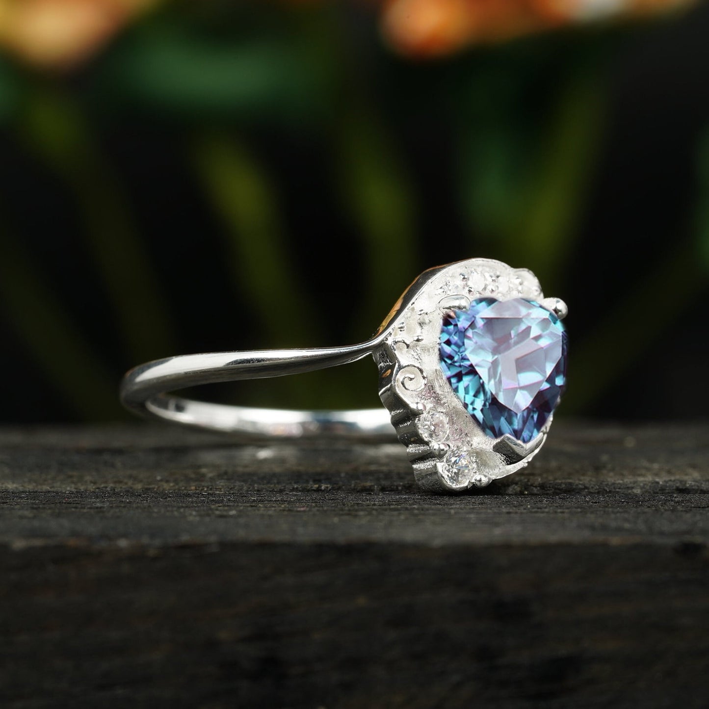 Heart Shaped Alexandrite June Birthstone Ring